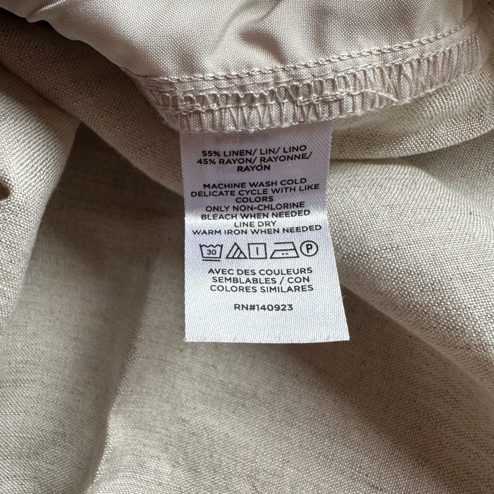LOFT Peyton High Rise Wide Leg Trouser in Linen, Tan, Size 6 - Picture 5 of 8